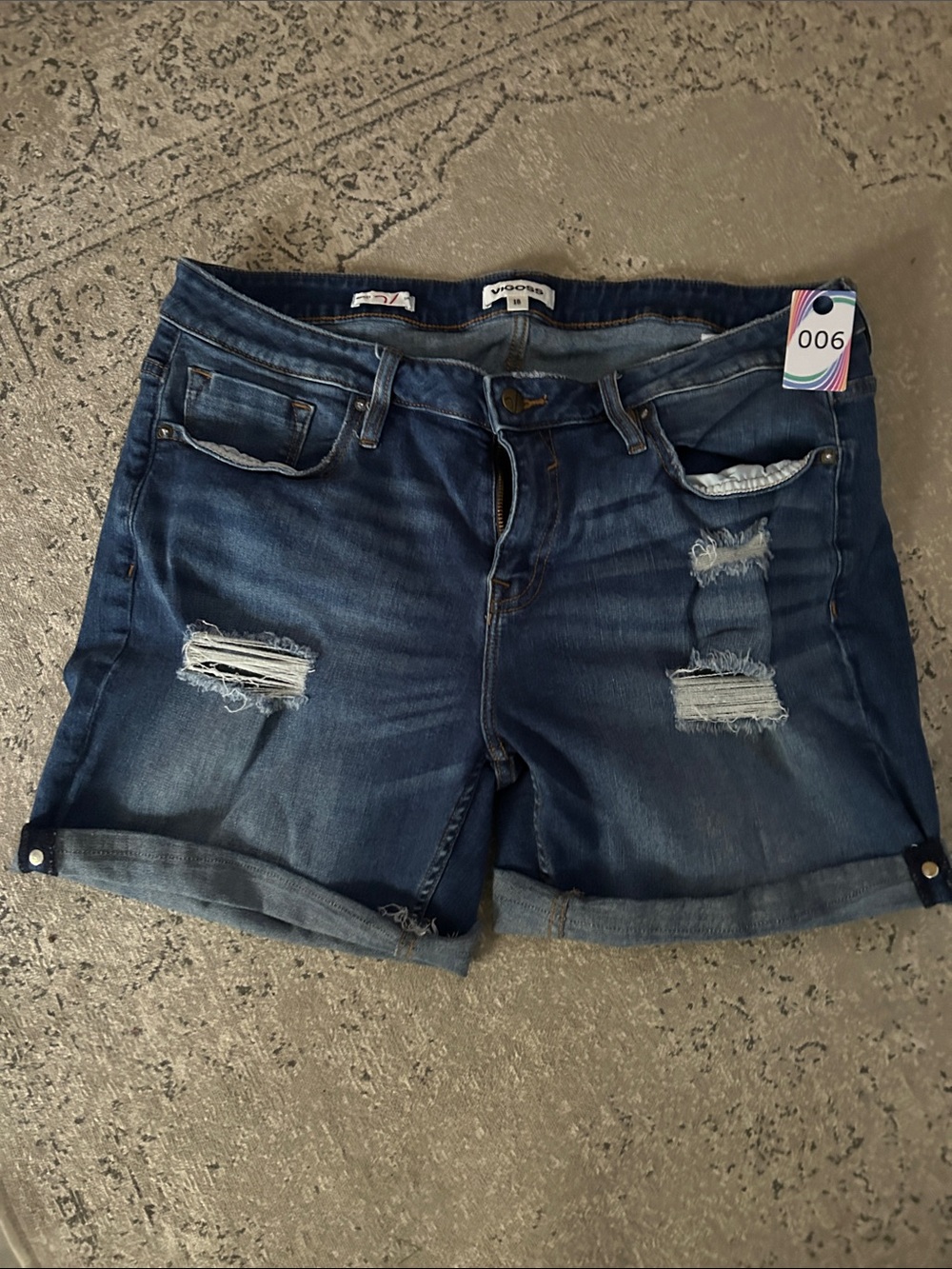 Blue Ripped Denim Jean Shorts